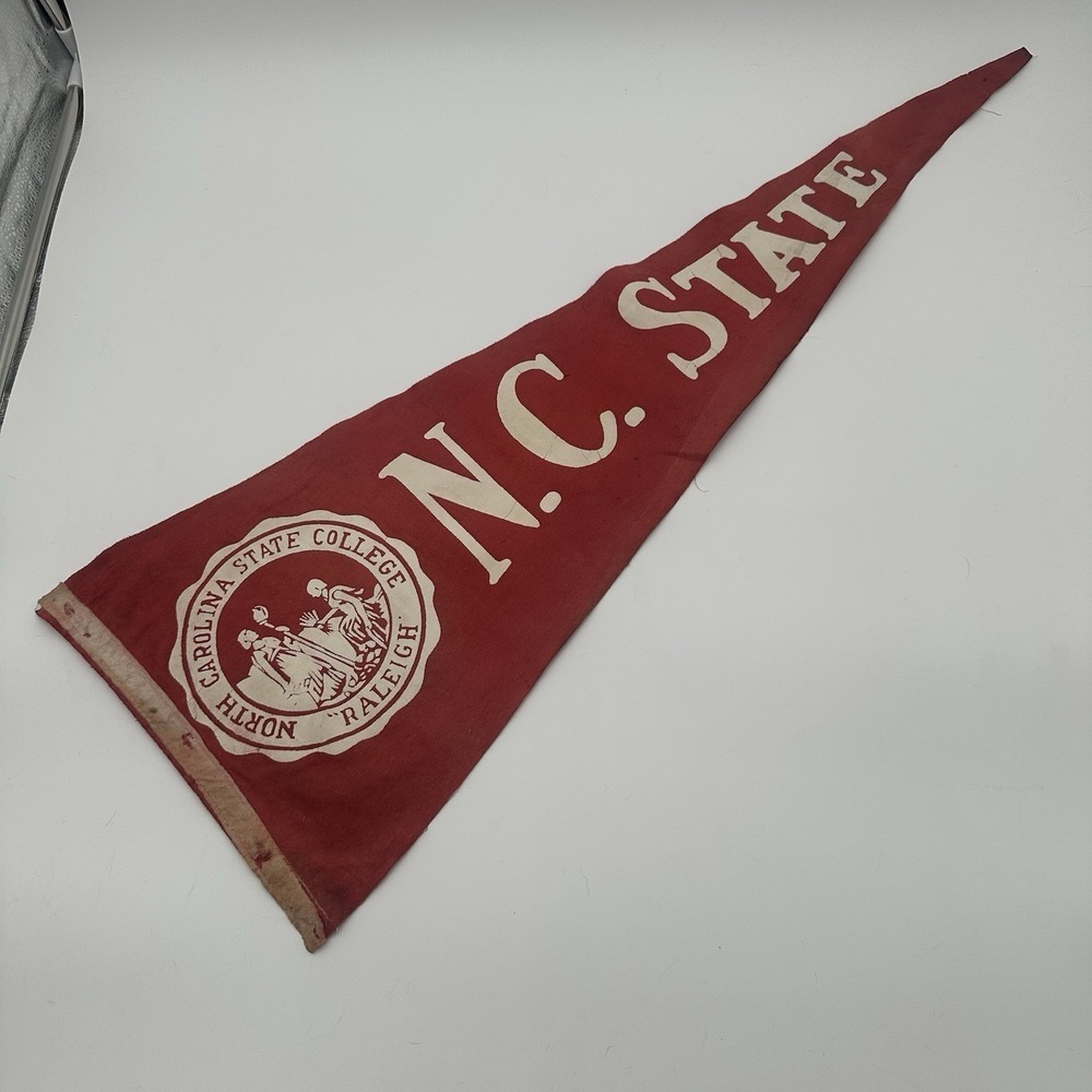 Vintage 1950s-60s NC State College Raleigh Felt Pennant N.C. State 30"